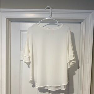 Elegant Ivory Ruffle Sleeve Blouse